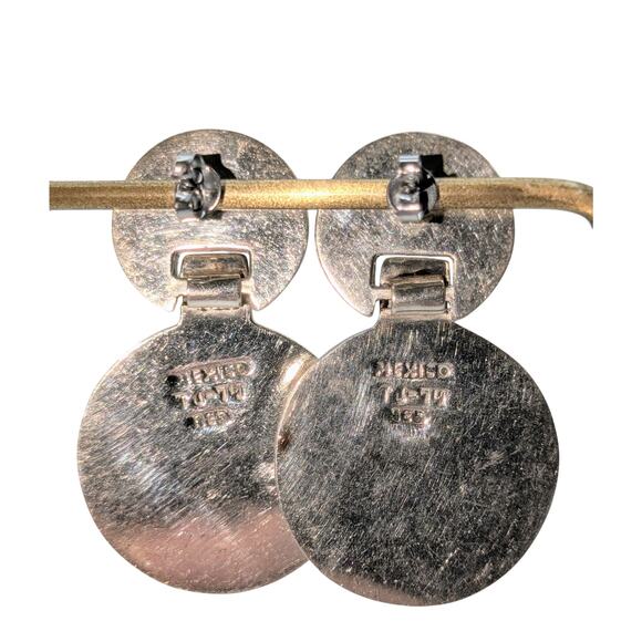 Vintage Taxco 925 Sterling Silver Round Doorknocker Pierced Earrings 27.22g - Picture 3 of 8